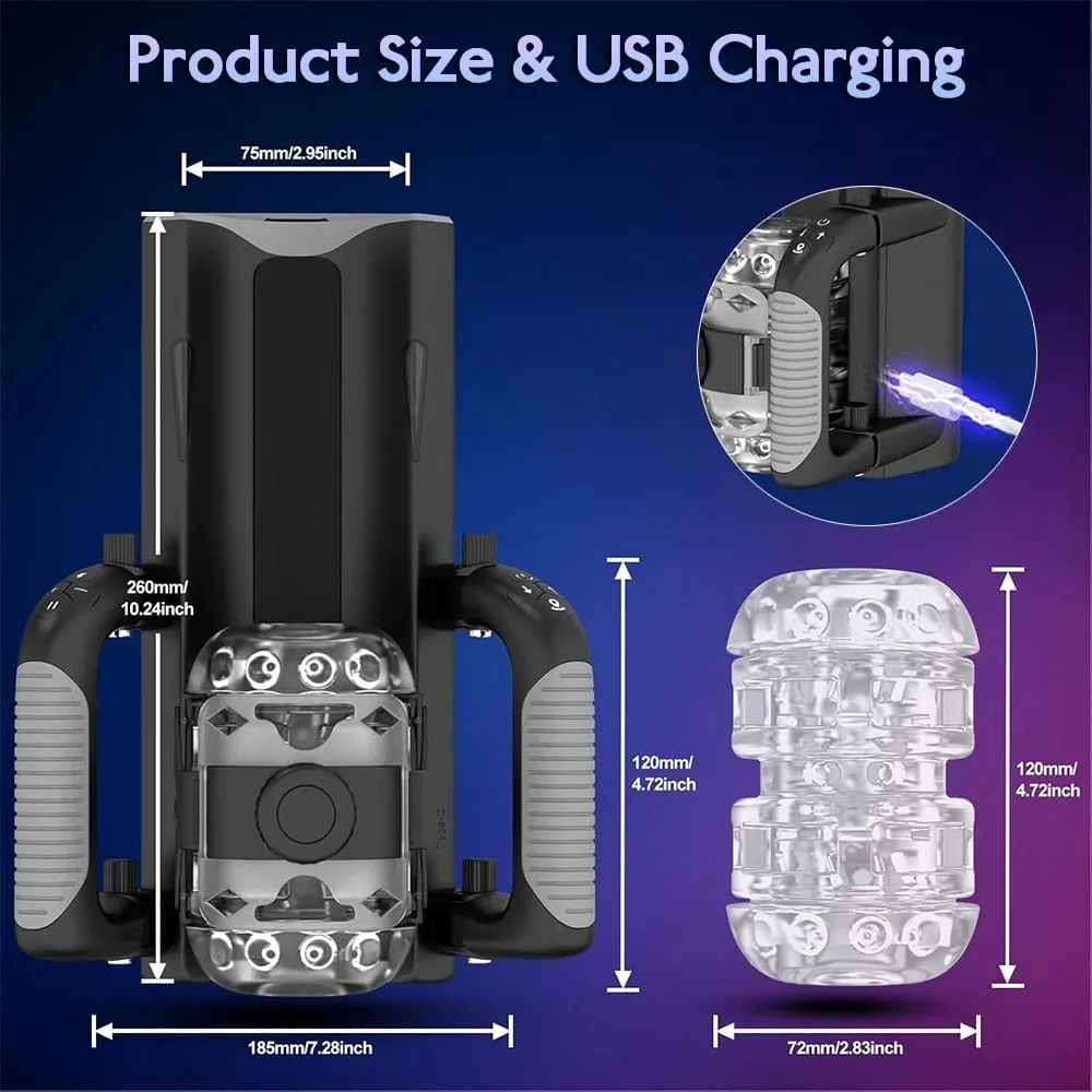Male Masturbation Cup 12cm 6-Segment Fixed Telescopic One Key Burst Auto Thrust Masturbator Endurance Trainer Adult Sex Toys