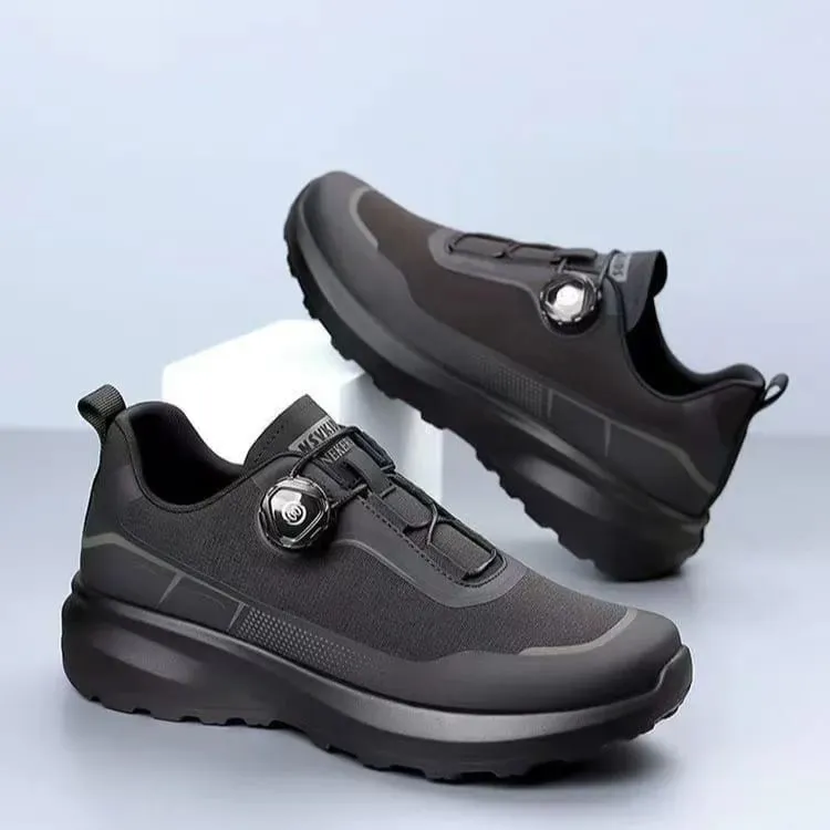Panlalaking Casual Running Shoes na may Rotating Button Black Slip Resistant Makapal Sole Outdoor Sports Sneakers para sa Commuting — image 3