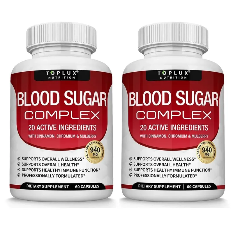 Premium Natural Blood Sugar Complex Supplement for Men & Women - Naturall 20 Herbs and Vitamins with Cinnamon Non-GMO Vegan