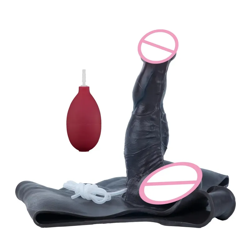 Black Nude Strapon Big Realistic Ejaculation Dildo Silicone Squirting Panties With Simulated Solid Penis Sex Toy For Women — image 55