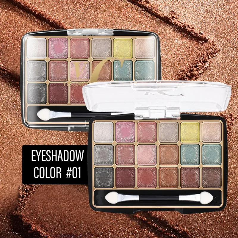 18‑Colors Shimmer Matte Eyeshadow Palette with Double‑Ended Eyeshadow Brush Multi‑Tone Earth Tone Glitter Eye Makeup Palette
