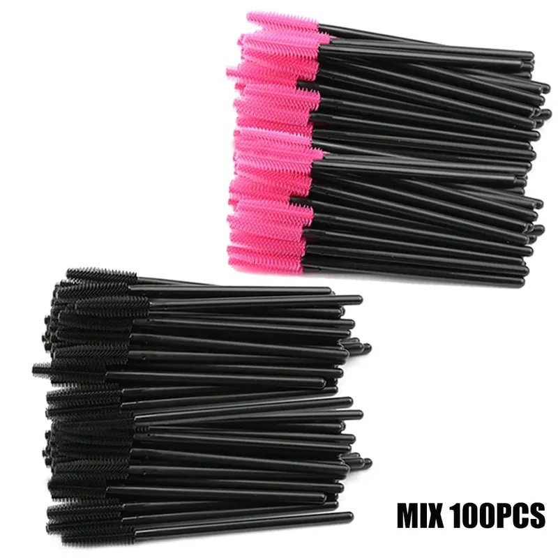 50/100 pçs escova de cílios de silicone escovas rímel varinhas aplicadores kits para extensão de chicote sobrancelhas maquiagem ferramenta