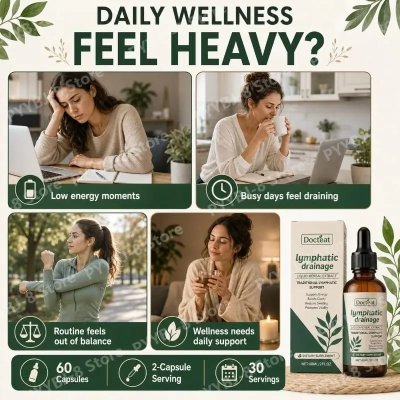 Lymphatic Drainage Drops 60ml Supplement Help Bloat Relief & Immune System Health with Cleavers Red Clover and Stillingia Root