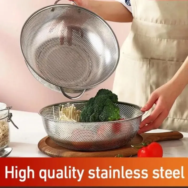 ♥Stainless Steel Kitchen Hole Dense Mesh Sifter Colander Strainer Sieve Baskets for Washing Fruits/Vegetables/Rice — image 8
