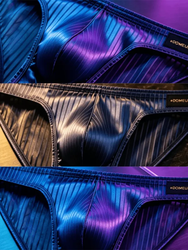 3PCS Men's Briefs Vertical Stripe Fabric Pouch Slim Fit Light Breathable Daily Casual Underwear Daily Casual Underwear for Men