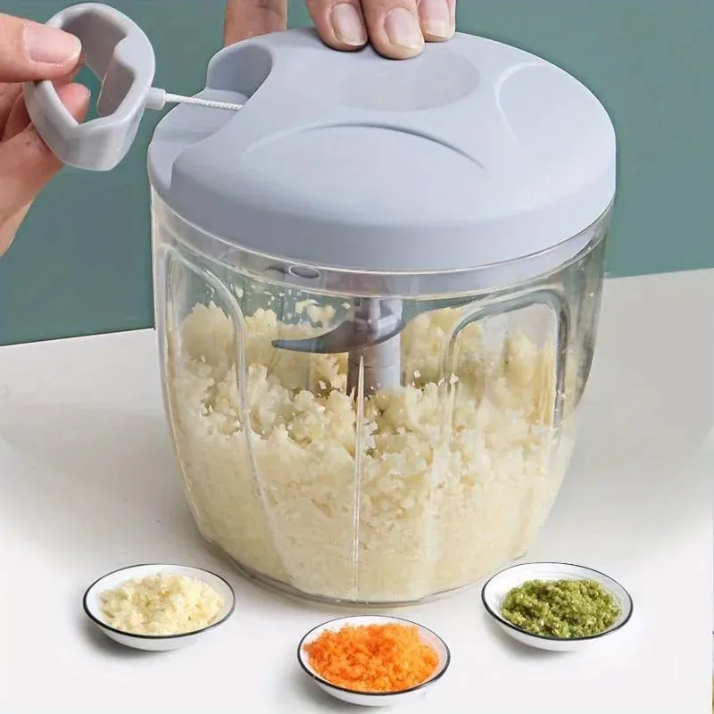 Garlic Mincer Hand Cutter - Hand Pull String Food Processor Vegetable Chopper - for Onion Ginger Fruits Nuts Dishwasher Safe — image 7