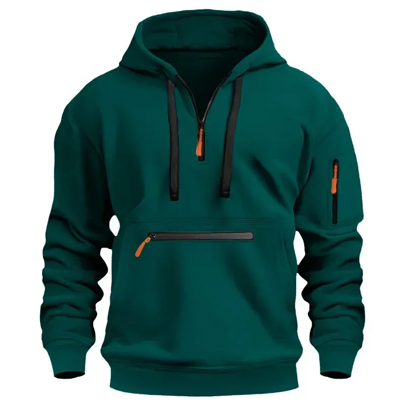 2025 New Men's Hoodies Winter Hooded Shirt Wear Fleece Multi Pocket Fashion Tops Hoody Loose Oversized Pullover Man Clothing