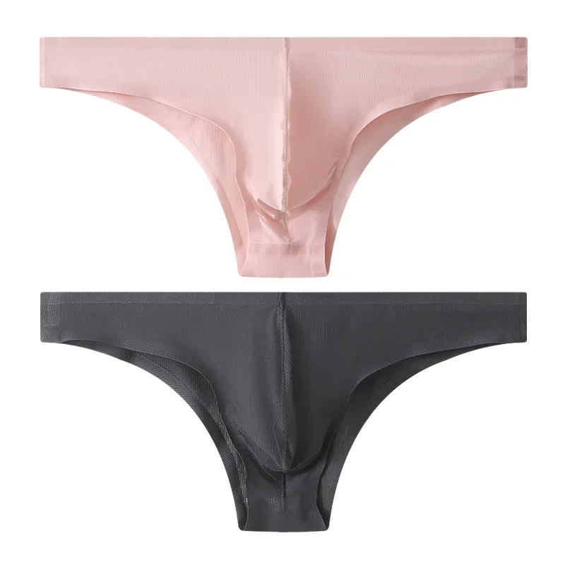 Sous-vêtements pour hommes, demi-hanche, petit Triangle, taille basse, Sexy, jeunes hommes, slip en soie glacée, sans couture, culotte d'été légère et respirante
