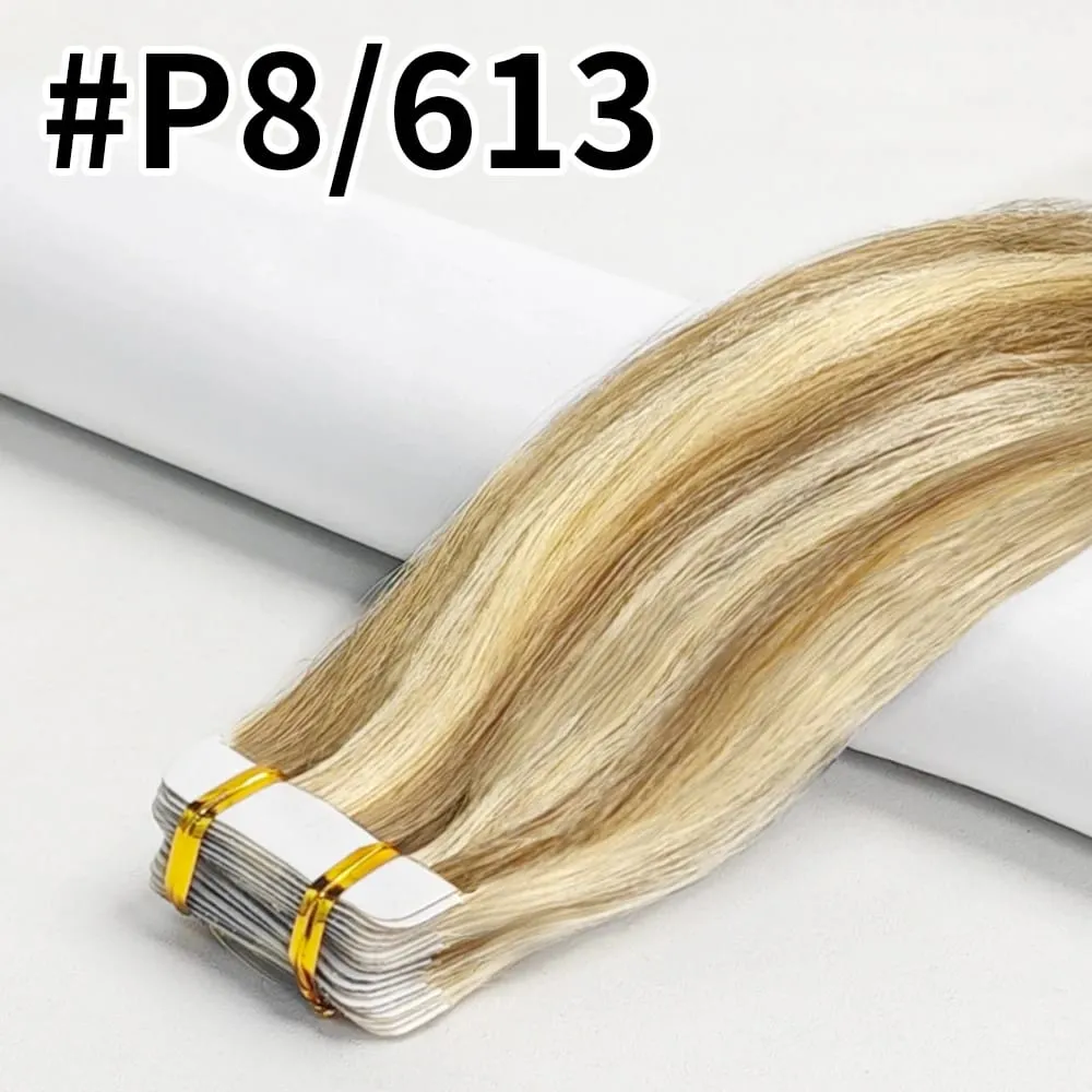 Highlight #4/27 Straight Tape In Hair Extensions 100% Human Hair Skin Weft Invisiable Tape In Human Hair Extensions 20/40/60pcs