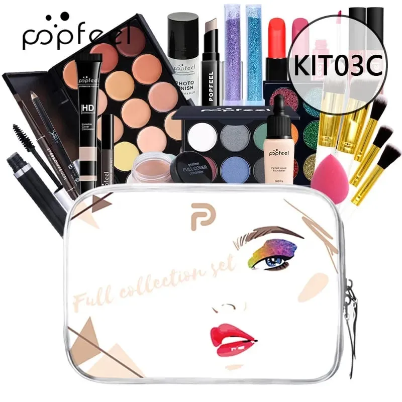 Christmas Makeup Gaveæske Foundation Eyeshadow Powder Long Lasting Lip Ink 27 stykker Fødselsdagsgaver Makeup til kvinder komplet sæt