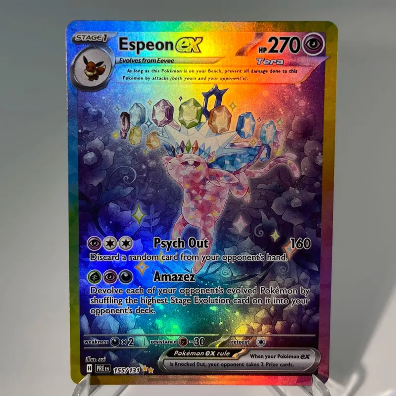 Prismatic Evolutions PKM Cards PTCG5-A GX Rainbow Umbreon Sylveon Leafeon ex Rare Collection Battle Toys Gifts for Hobbies