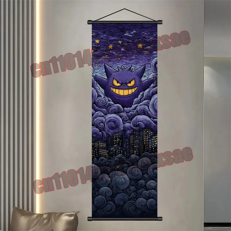 Printed Pokemon Poster Anime Wall Artwork Gengar Eevee Pikachu Images Scroll Paintings Retro Artist Home Living Room Decor