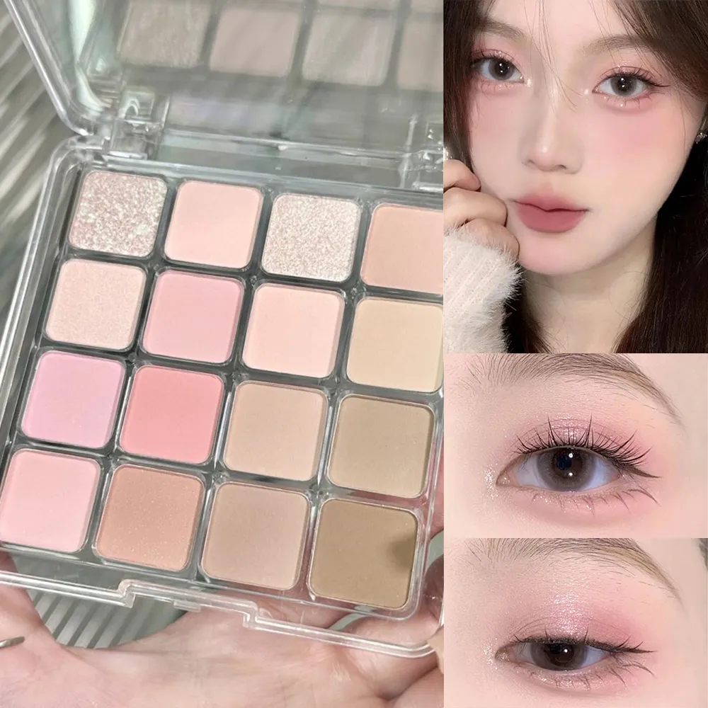 16 Color Eyeshadow Palette Matte Low Saturation Waterproof Glitter Blue Eye Shadow Long Lasting Pink Eyes Makeup Korean Cosmetic