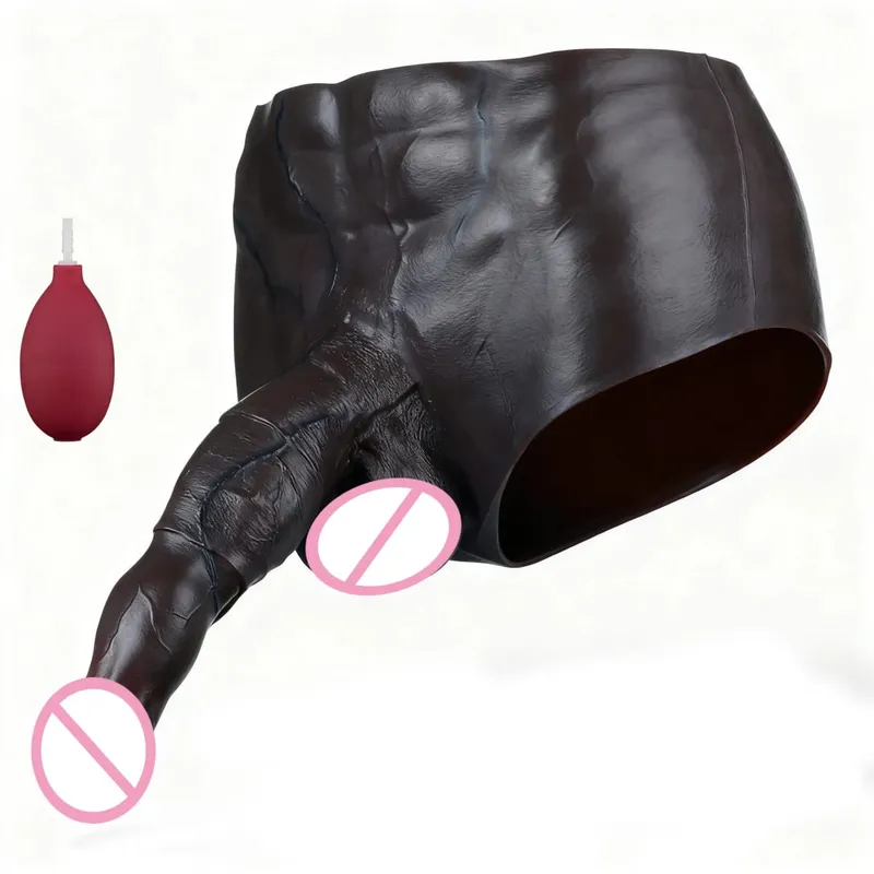 Black Nude Silicone Squirting Panties With Simulated Solid Penis Strapon Big Realistic Ejaculation Dildo Sex Toy For Women