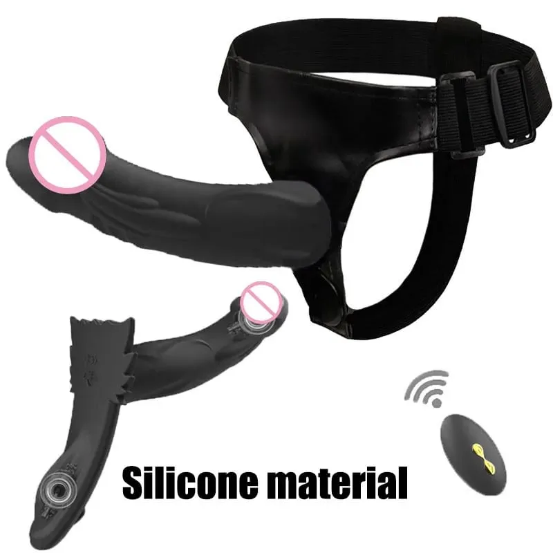 Remote Control Vibrating Silicone Strap On Dildo Harness Adjustable Wearable Pegging Panties for Couples Detachable Dual Stimu