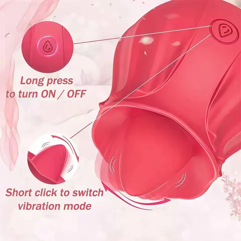 Tongue Licking Vibrator Female Powerful Vagin Massager for Women Rose Oral G Spot Clit Stimulator Masturbation Sex Toy for Adult