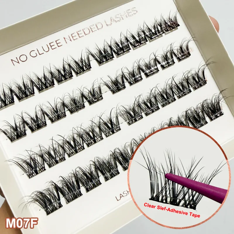 Self Adhesive Cluster Lashes Wide Pre‑glued Tap Natural DIY Eyelash Extension No Glue Need Eyelashes Press On Manga Lashes