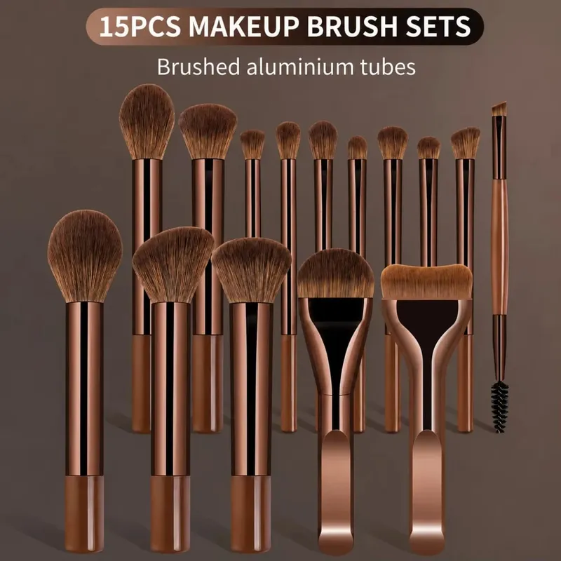 Brush Set Includes 14pcs Makeup Brushes + 1pc Makeup Bag + 2pcs Makeup Sponges Containing Foundation Brush Blush Brush