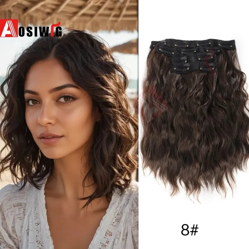 Synthetic 11 Clips Clips in Hair Extensions Long Curly Hairstyle Black Blonde Hairpieces Heat Resistant False Hair Daily Use — image 15