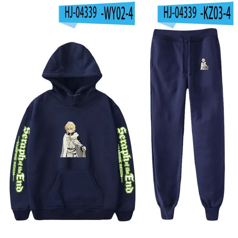 Harajuku Comfortable Seraph of the End Print Sweatshirt Sweatpants Suit Hoodies+ Trousers Suit Boys/Girls 2 Piece Set Clothes — image 25