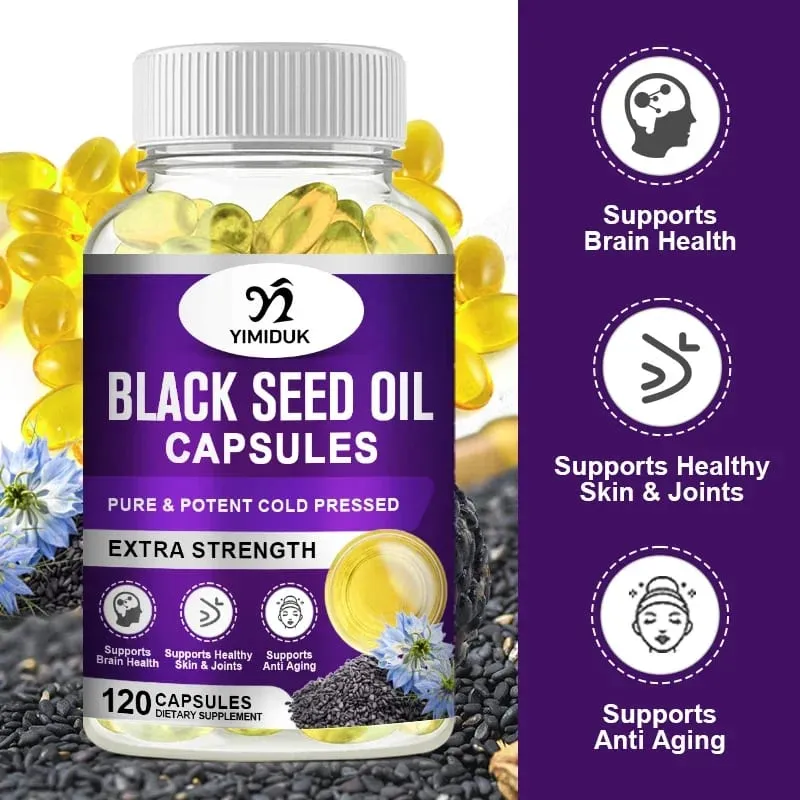 Yimiduk Premium Black Seed Oil Supplement for Overall Wellness & Vitality Joint & Brain Health & Immune System Anti Aging