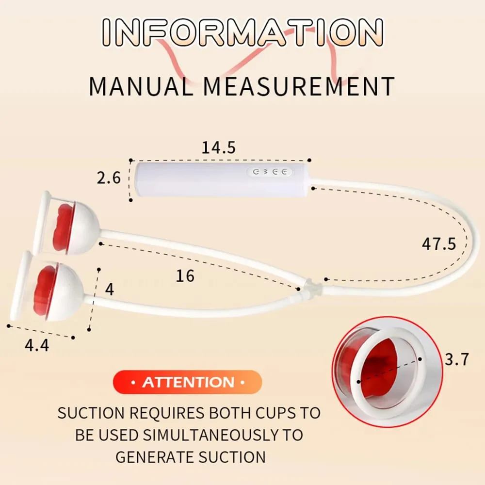 Greedy Double-cup Sucking Vibration Breast Pump Breast Massager Chest Masturbator Nipple-licking Suction Cup Adult Sex Toys