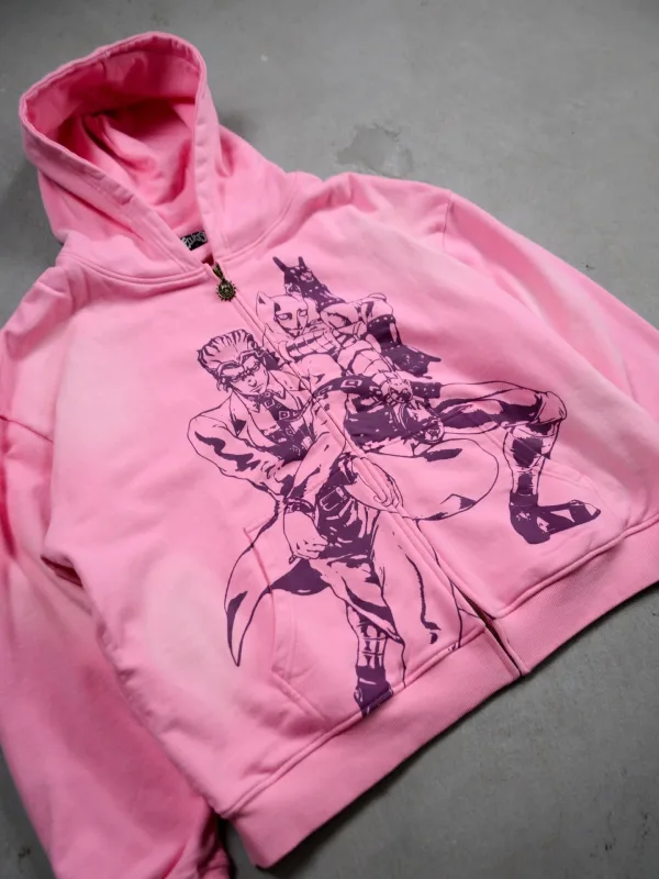 Hoodies Harajuku Oversized Mens Womens Jojo Bizarre Splicing Embroidery Zip Up Hoodie Hip Hop Couples Y2k Street Sweatshirt