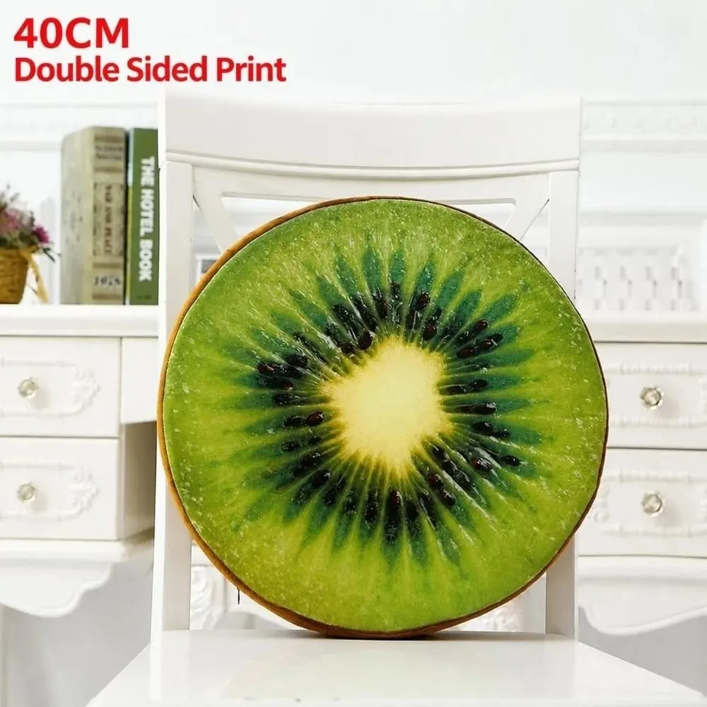 Creative Round Fruit Pillow Fruit Slice Print Simulation Throw Pillow Stuffed Inner Plush Fabric Plush Pillow Office Rest