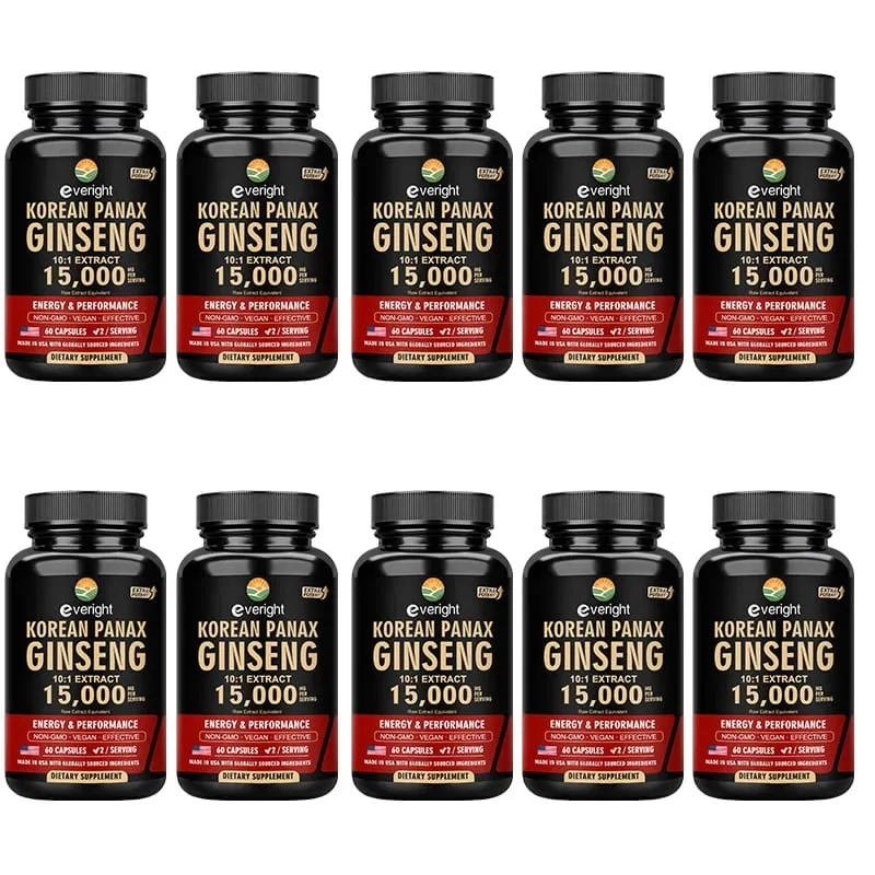 Red Korean Ginseng for Men’s Vitality & Performance – 10:1 Extra Strength Extract for Energy Focus & Productivity – Natural Ve
