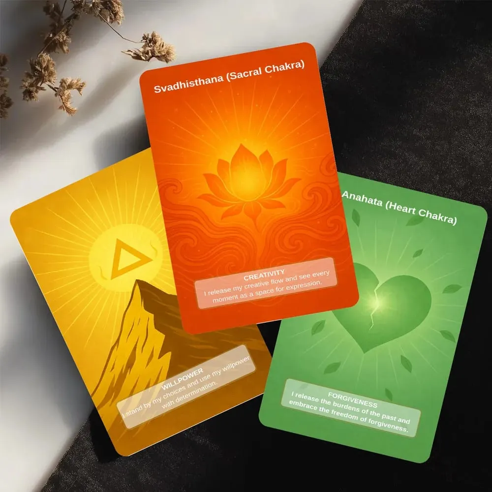50 Card Deck Includes 1 Instructional Cards Chakra Intention Oracle Self-Connection & Energy Adjustment Practices