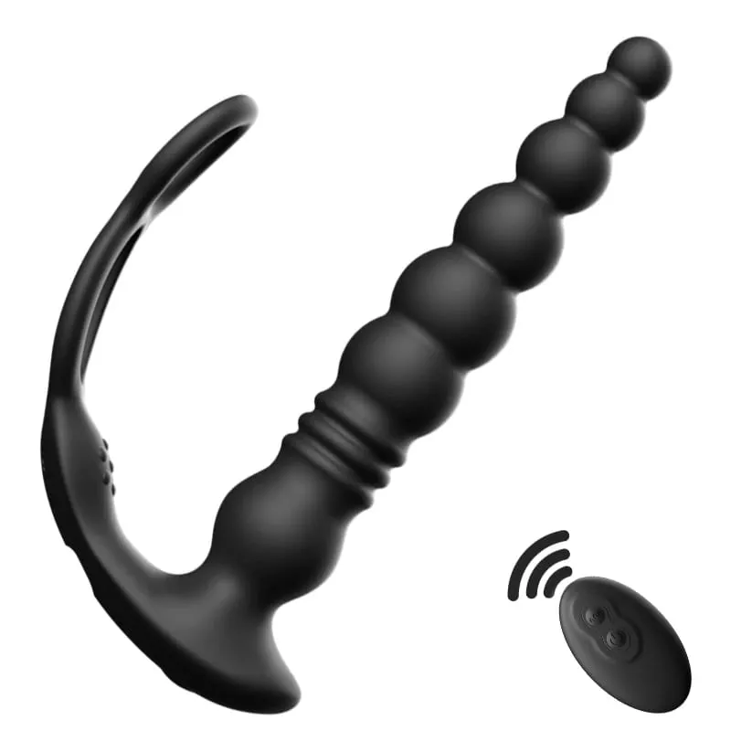 Remote Control Sex Toys Delay Ejaculation Lock Pull Beads Telescopic Vibrating Double Rings Anal Prostate Stimulation Pleasure