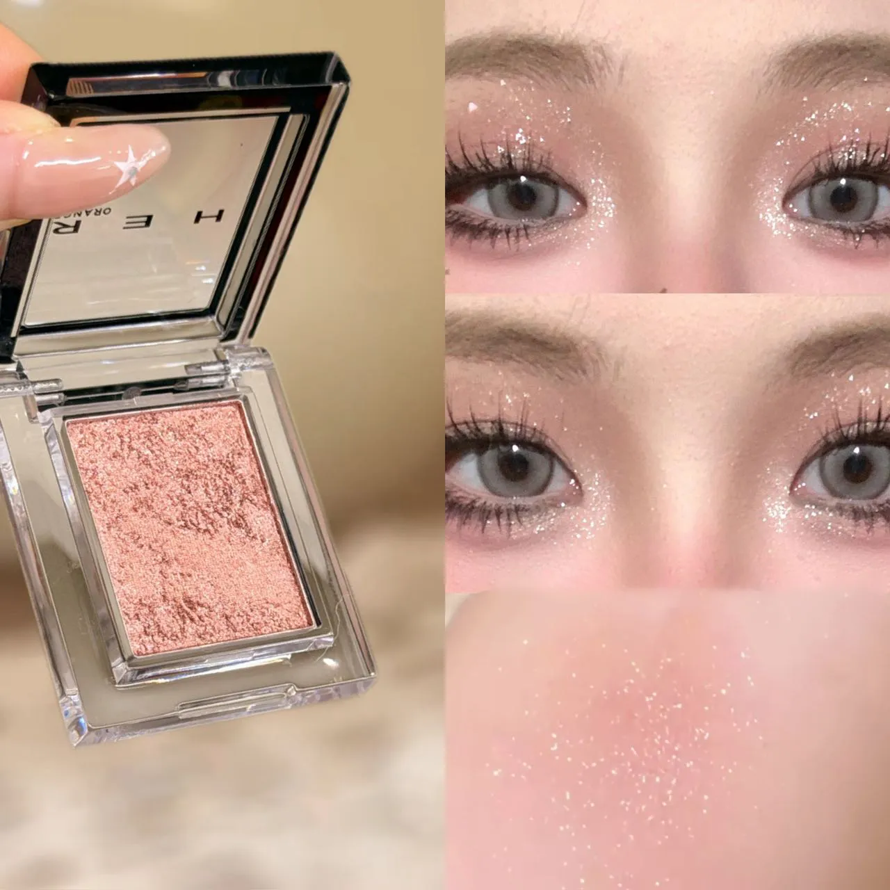 Monochrome Blue Metallic Eyeshadow Diamond Glitter Green Eye Shadow Highlighter Palette Sparkling Pearlescent Purple Eyes Makeup