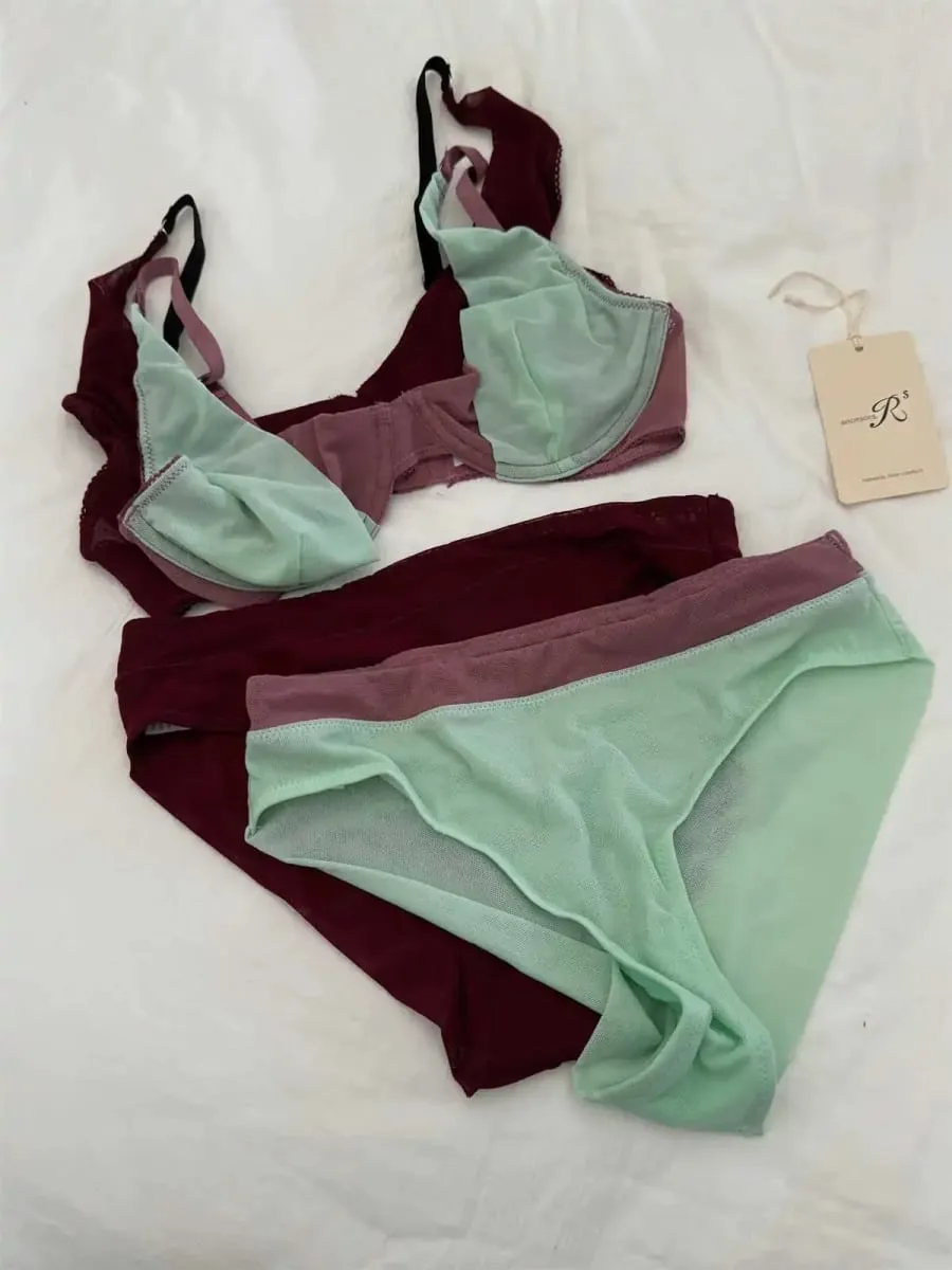 Bra mesh comfortable lingerie with underpants suit small fresh underwear up support large breasts show small bra set