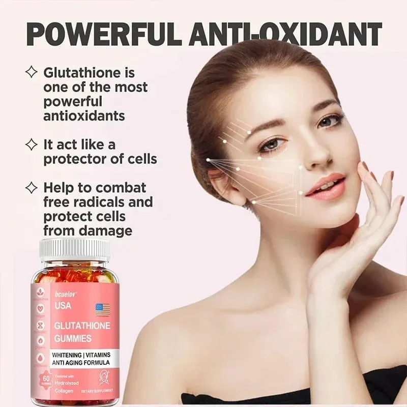 Bcuelov Glutathione Gummies - Meningkatkan Kesehatan Kulit dan Penampilan Awet Muda Suplemen Kolagen Terhidrolisis
