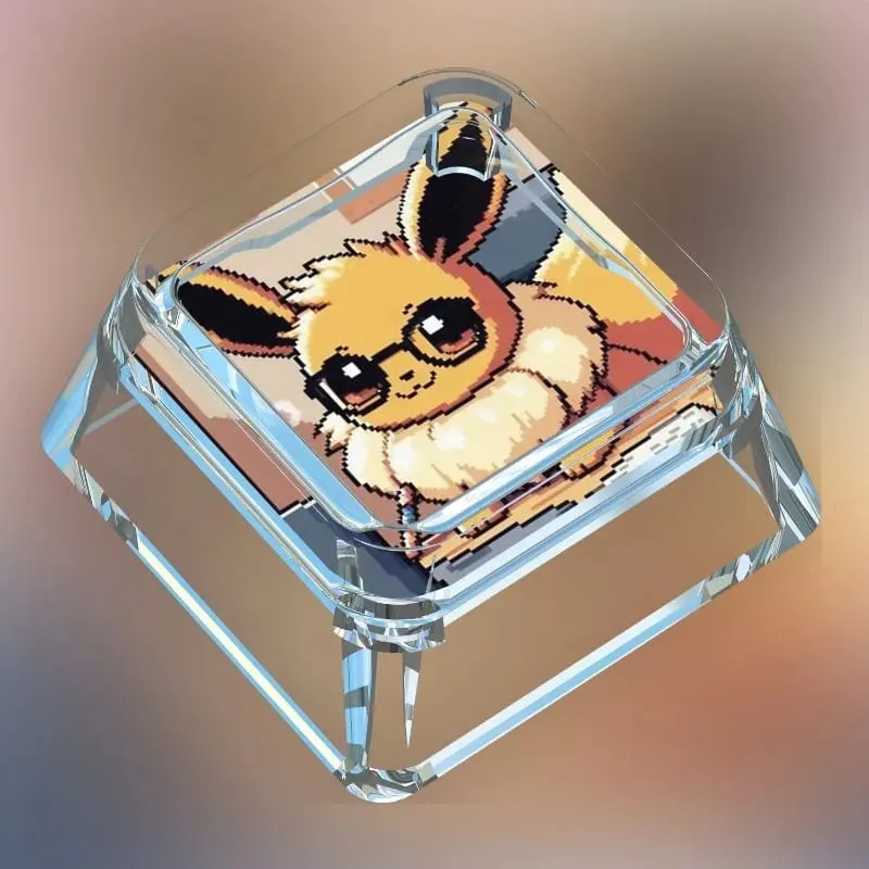 Creative Workman Style Pokémon Doll Transparent Single Keycap Cartoon Cute Snorlax Pikachu Cross Axis Mechanical Keyboard Keycap