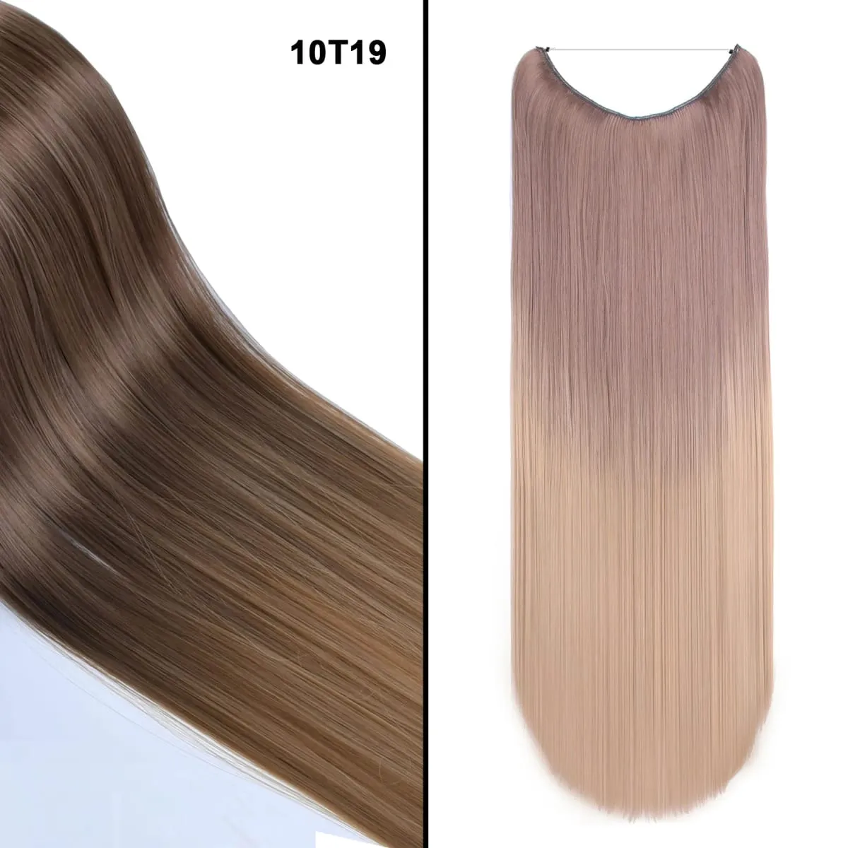 Jeedou Wavy Hair Extension Elasticity Invisible Wire Fish Line One Piece No Clips Synthetic Hairpieces Ombre Color For Ladies