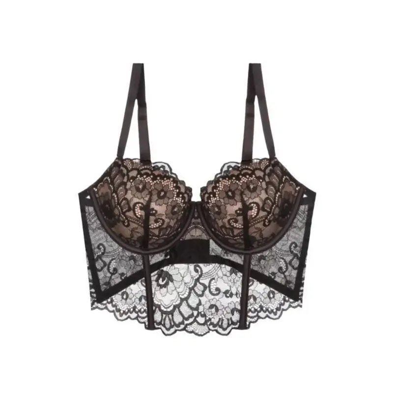 Sexy French Lace Fishbone Bra Soft Underwire 3/4 Cup Push Up Anti‑Sagging Breast Lingerie Side Fat Reduction Women Underwear — image 5