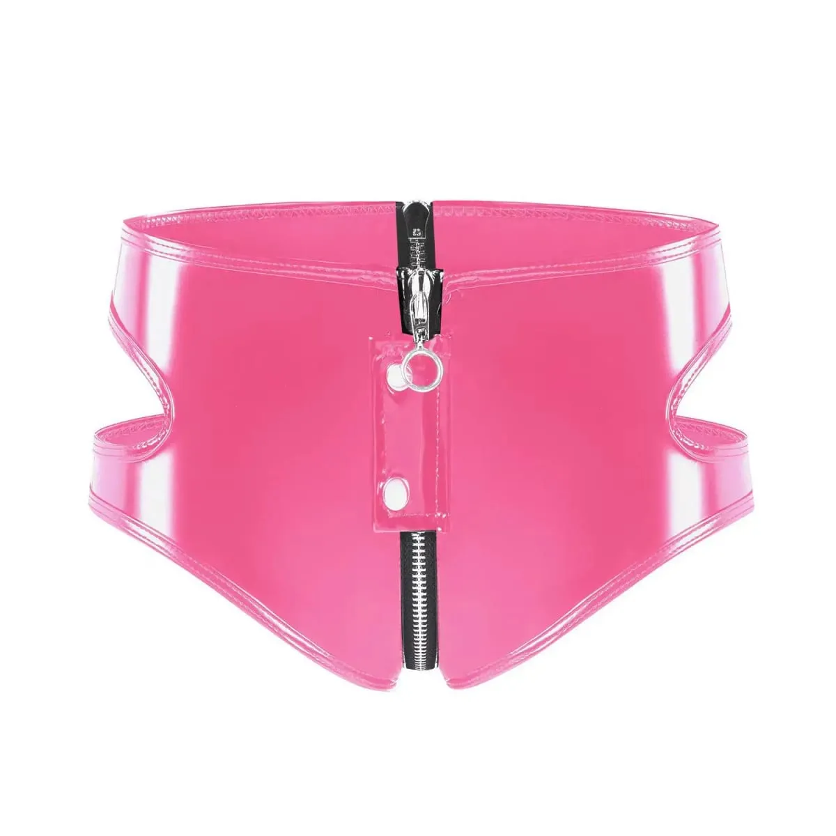 Women's Wet Look PVC Faux Leather Bra Lingerie Set Wire-Free Unlined Bralette Punk Zipper Crotch Briefs Clubwear New