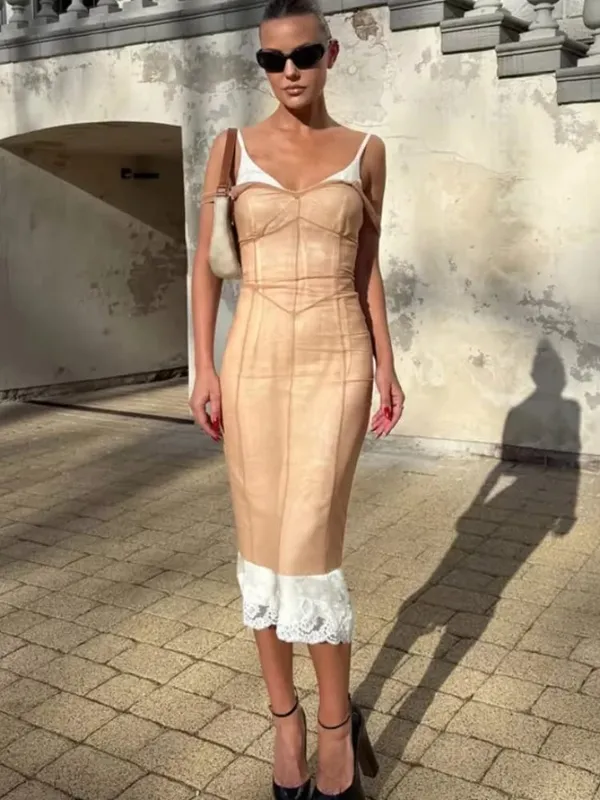 Sexy nahé šaty s výstřihem do V s výstřihem do V, Dámské Elegantní Skládané šaty Bez rukávů Úzké stahovací šaty 2026 Letní Party Neformální Streetwear