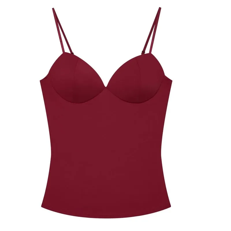 Sleeveless Crop Tops For Woman Corset Camisole Brown Top Women Bodycon Backless Sexy Tops With Straps Bustier Tank Tops