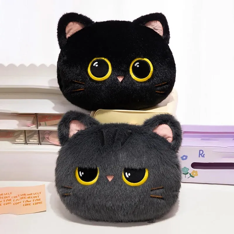 Original plush toy black cat official large doll throw pillow plush toy cute and adorable sofa cushion office throw pillow