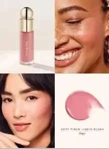 Zestaw do makijażu Rare Beauty Płynny rozświetlacz Pozostaje wilgotny i nie wysycha Róż w kremie Błyszczący, wilgotny naturalny róż w płynie