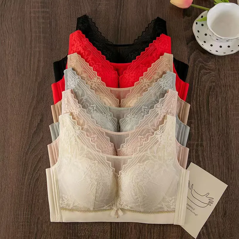 Plus Size Ladies Bra Thin No Steel Ring Comfortable Breathable Bras Adjustable Underwear Push Up Sexy Women Lingerie Bra BCD Cup
