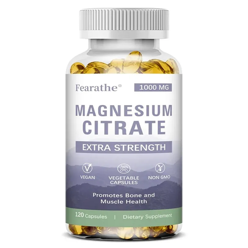 Magnesium Citrate Capsules - Dietary Supplement for Muscle Nerve Bone and Heart Support - Gluten Free Non-GMO - 120 Capsules