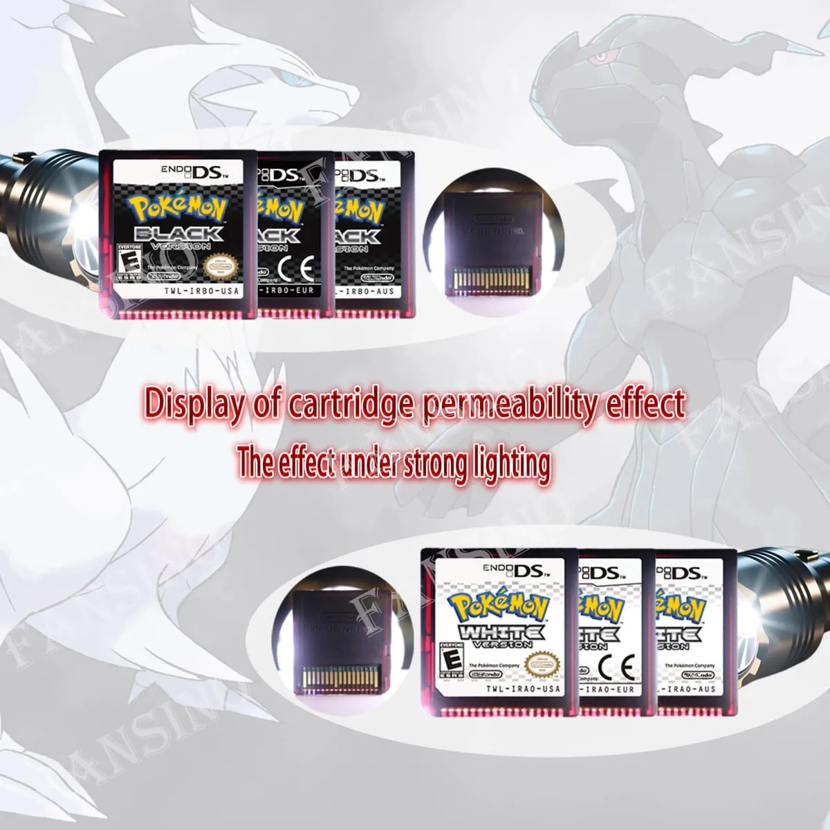 (USA EUR AUS) Pokemon Black White 1/2 Version High Quality Authentic 1:1 Replica DS Video Game Cartridge For DS 2DS 3DS Console