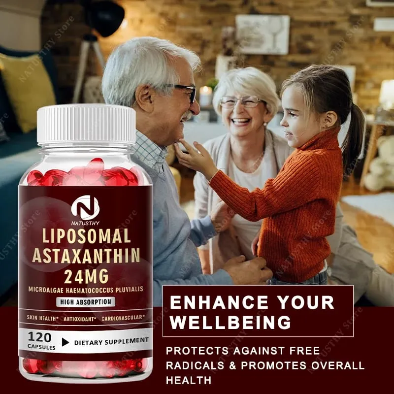 Liposomal Astaxanthin Capsules 24mg for Brain Heart Vitality Skin Joint Eye Immune Health — image 5