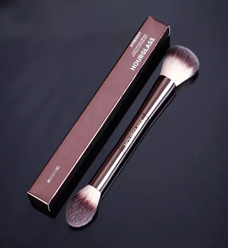 1pc Hourglass Powder Contour Makeup brushes Foundation Blusher Make up brush metal handle Concealer Bronzer high end with box