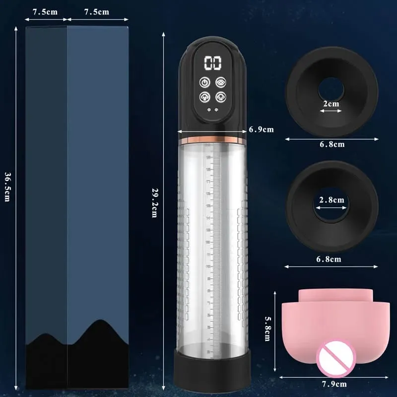 IPX7 Waterproof Electric Penis Pump Suction Penis Extender Dick Enlarger Vacuum Penis Enlargement Masturbator Sex Toys for Men