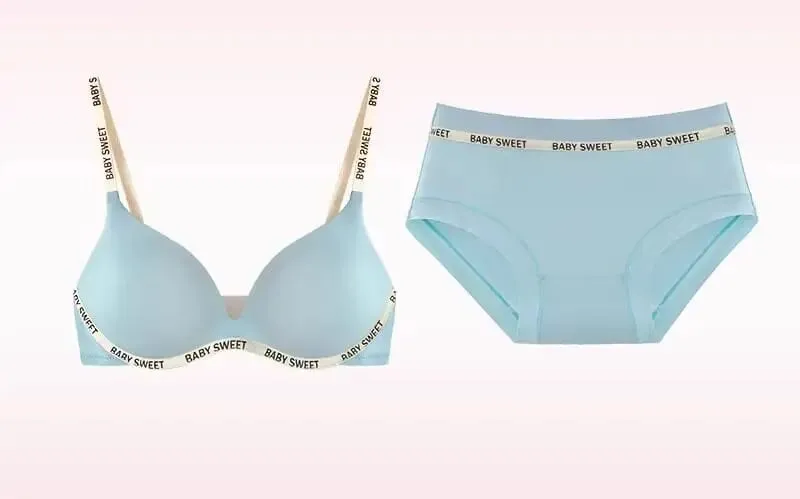 Stylish Vivid Color Dopamine Lingerie Sexy Boost Small Breast Wireless Soft Daily Casual Home Dating Plus Size 32-38 Bra Set Hot