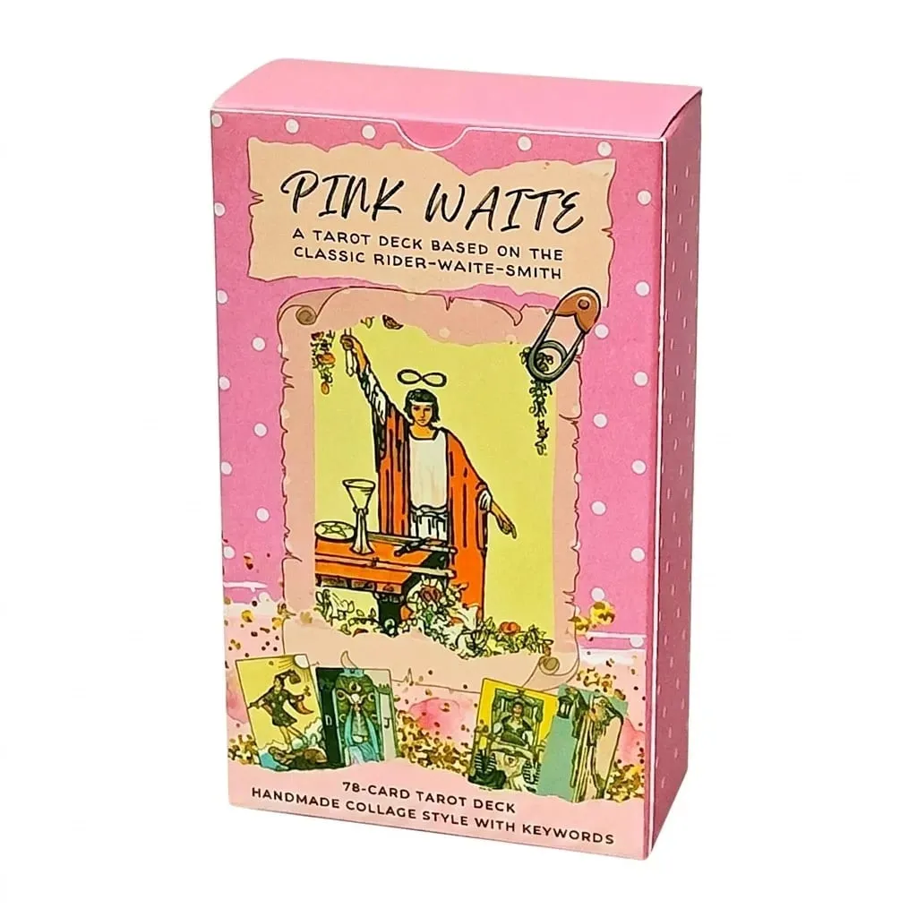 Pink Waite Tarot Deck 78 Cards With Keywords Cute Pink Collage Design Divination Oracle Deck Fortune Telling Board Game